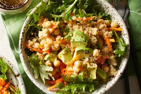 Quinoa, Avocado & Chickpea Salad over Mixed Greens