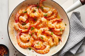 Super Quick Low Carb Shrimp Scampi in a skillet