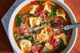 bowl of spinach tortellini soup
