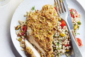 Pistachio-Crusted Chicken with Warm Barley Salad