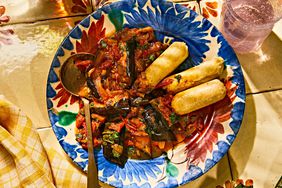 Guanimes con Berenjena Guisada (Guanimes with Stewed Eggplant)