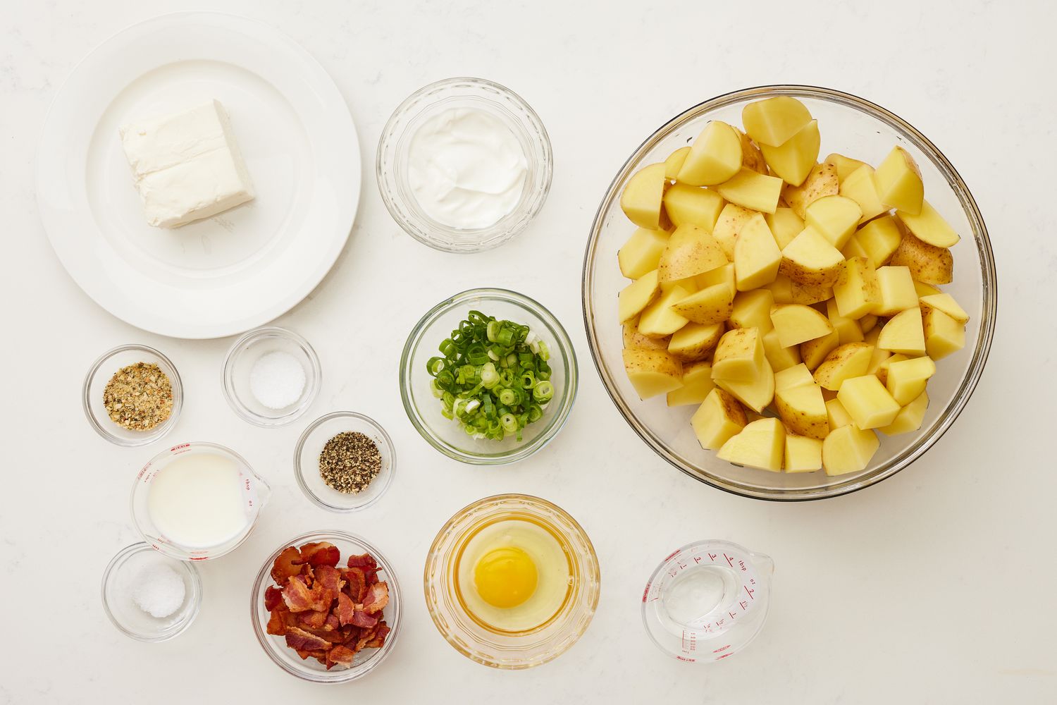 a photo of the ingredients to make the Loaded Mashed Potato Casserole 