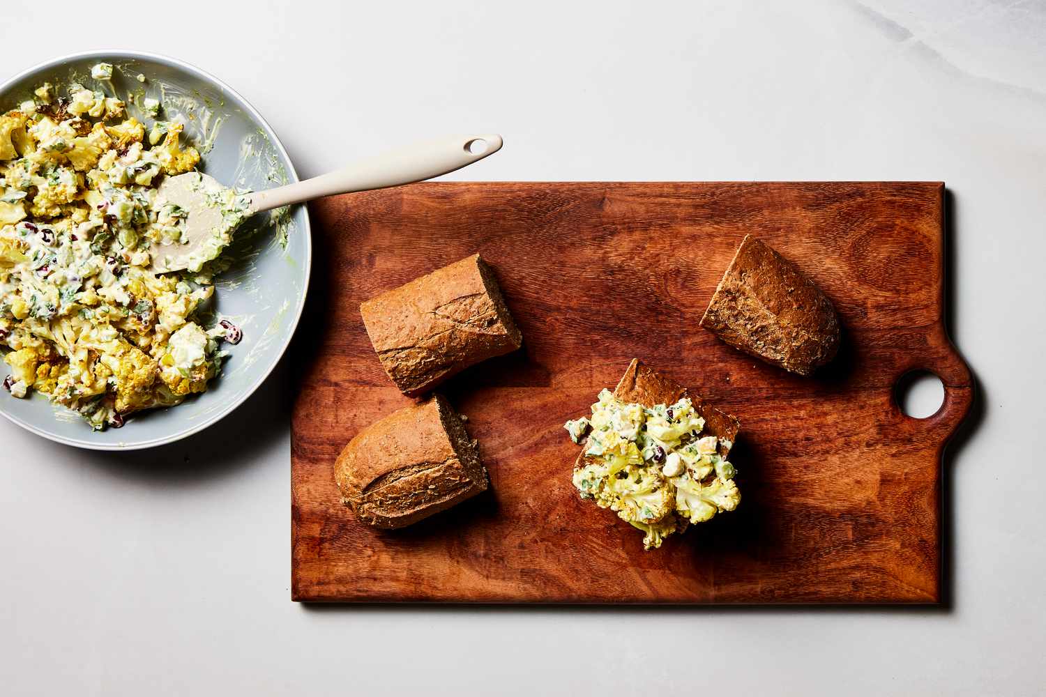 a step in making the Curried Cauliflower Salad Sandwiches
