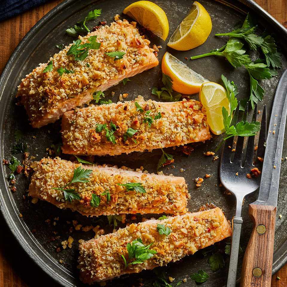 Walnut Rosemary Crusted Salmon