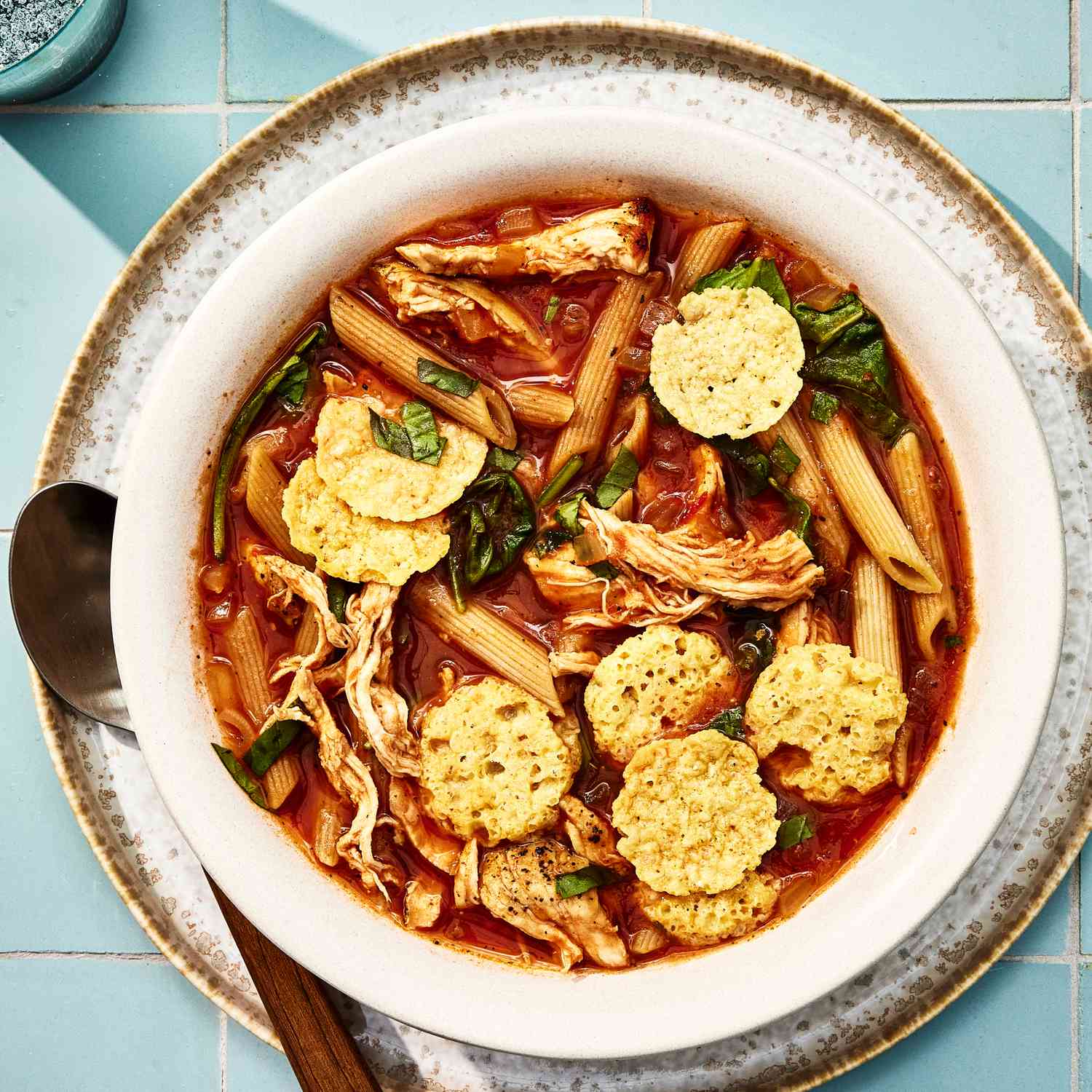a recipe photo of the Chicken Parm Soup