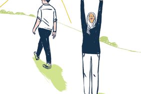 Illustration of woman with arms reaching up
