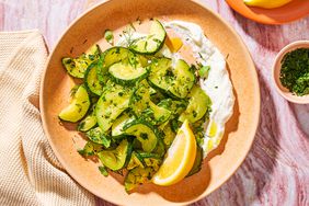 Roasted Zucchini with Whipped Ricotta on a plate