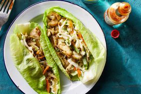 two chicken tacos on a plate