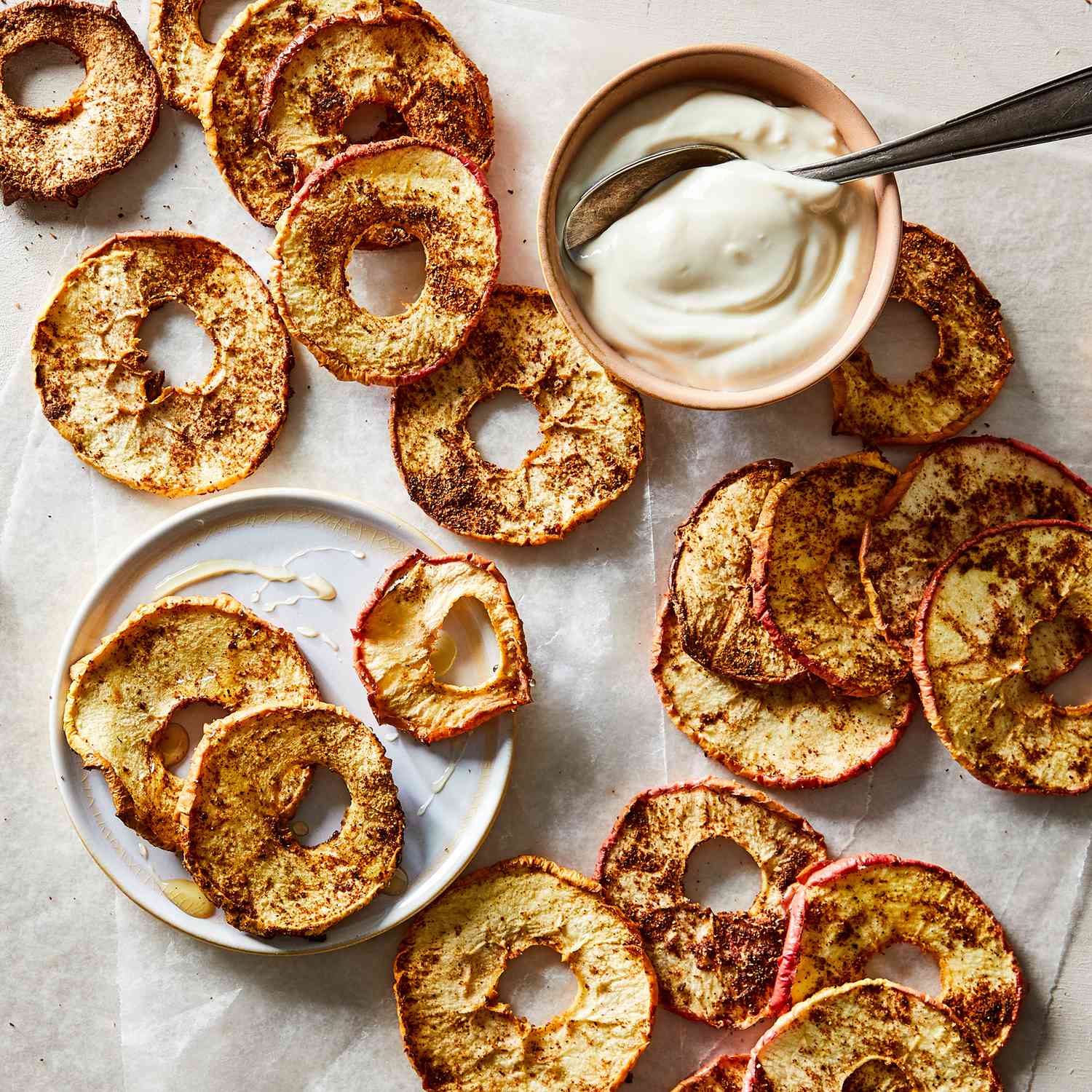 a recipe photo of the Air-Fryer Cinnamon-Ginger Apple Chips