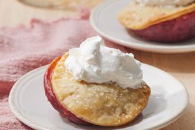 a recipe photo of the Peach Pie in a Peach