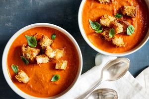 2 bowls of Copycat Panera's Tomato-Basil Soup