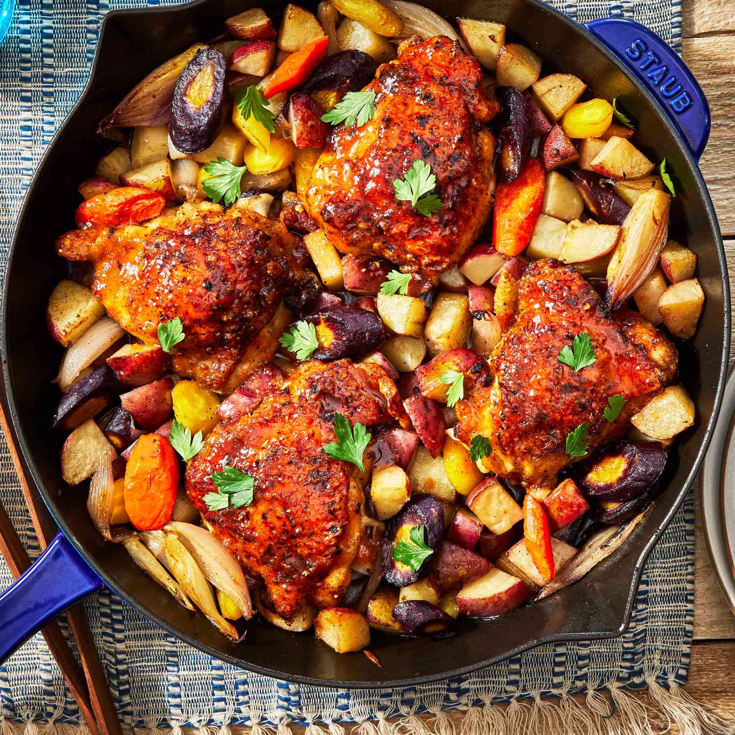 a recipe photo of the Hot Honey Roasted Chicken & Vegetables