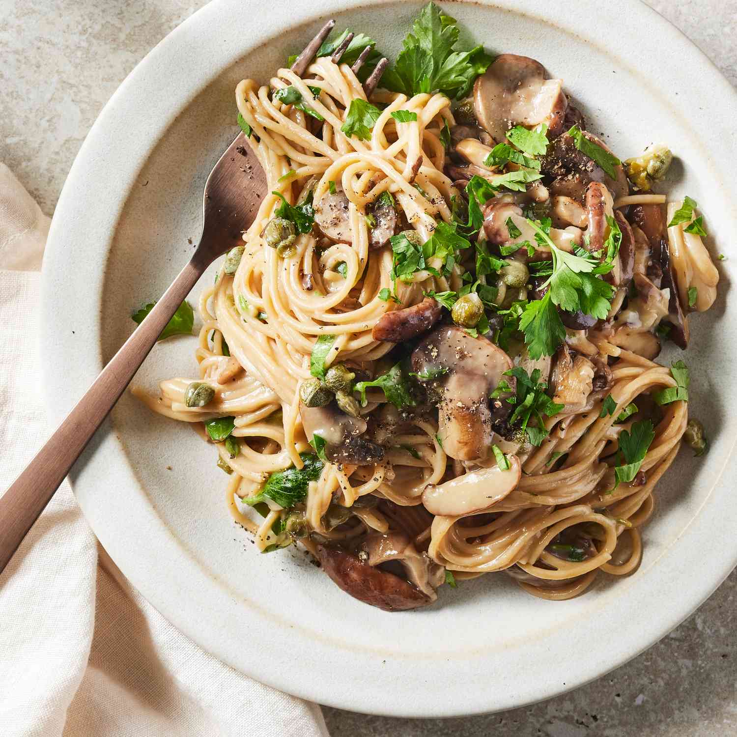 a recipe photo of the Mushroom Piccata Pasta