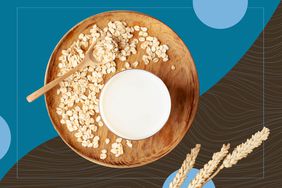 oats on a platter with milk