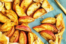 Easy Apple Galette recipe on a blue cloth