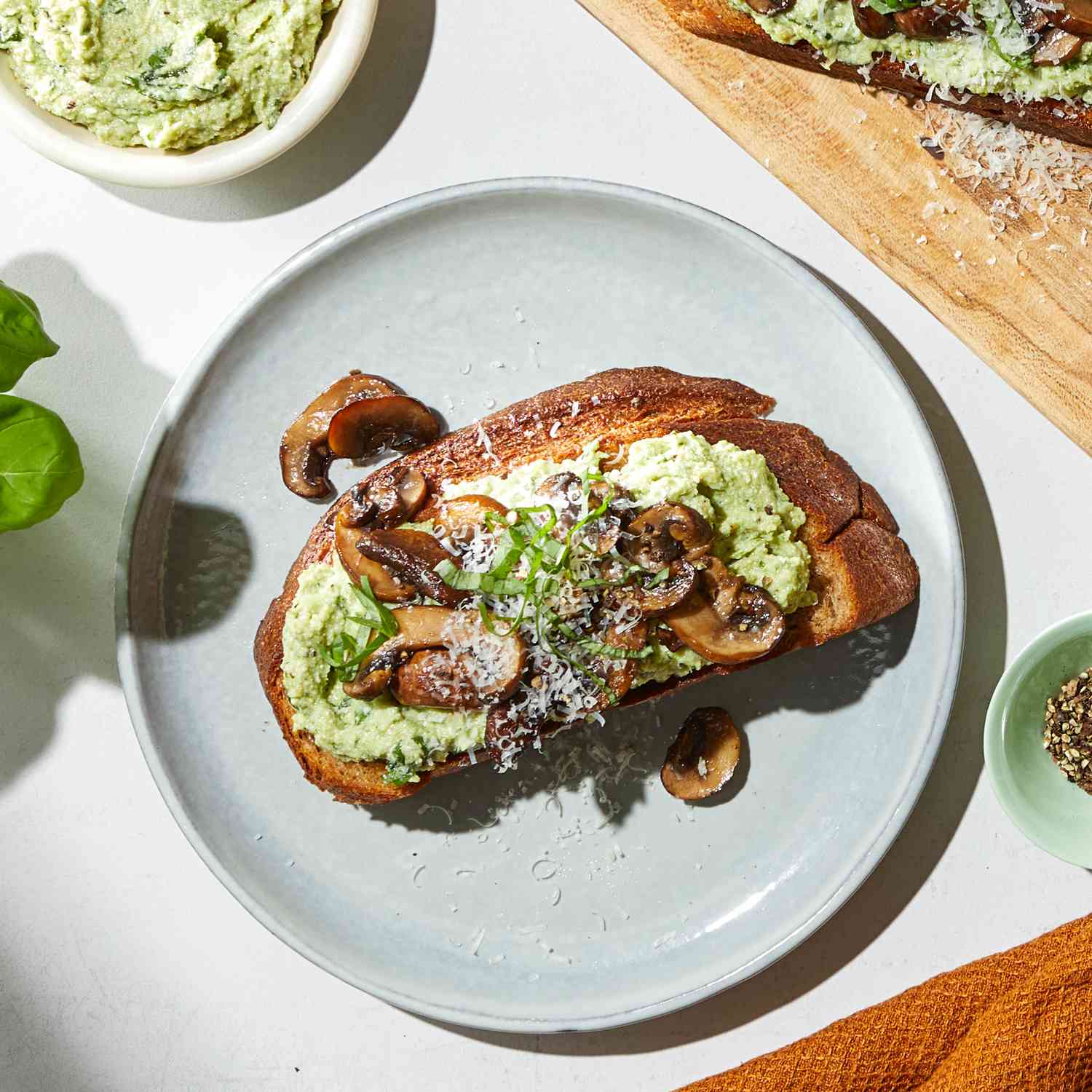 a recipe photo of the Mushroom-Ricotta Tartines