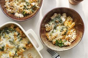 Creamy Lemon & Spinach Pasta Bake in a bowl
