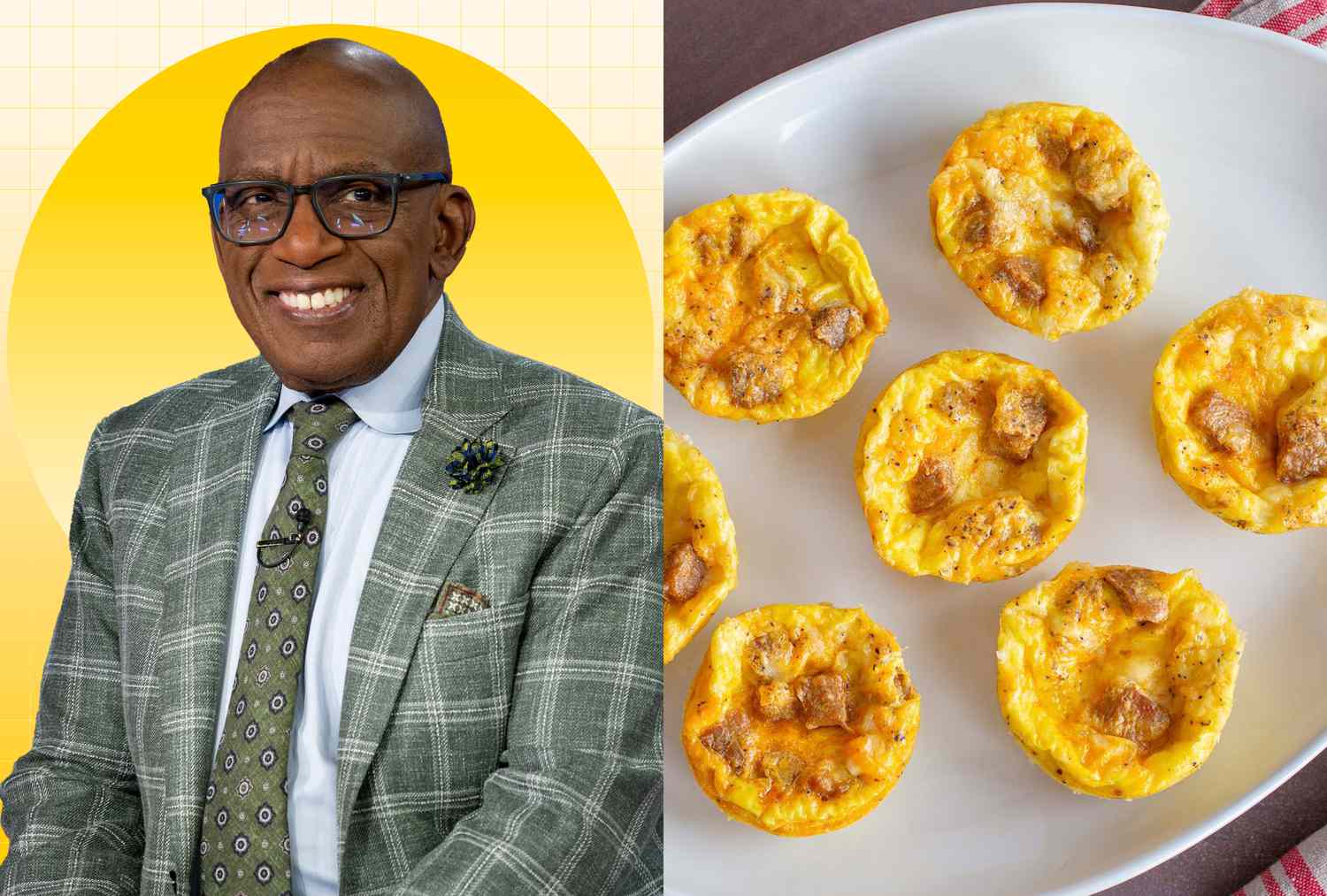 a side by side of Al Roker and EatingWell's Muffin-Tin Omelets with Sausage & Gruyère