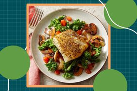 a recipe photo of Herby Fish with Wilted Greens & Mushrooms 
