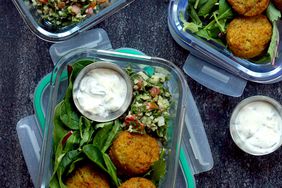 high fiber falafel salad with tabbouleh