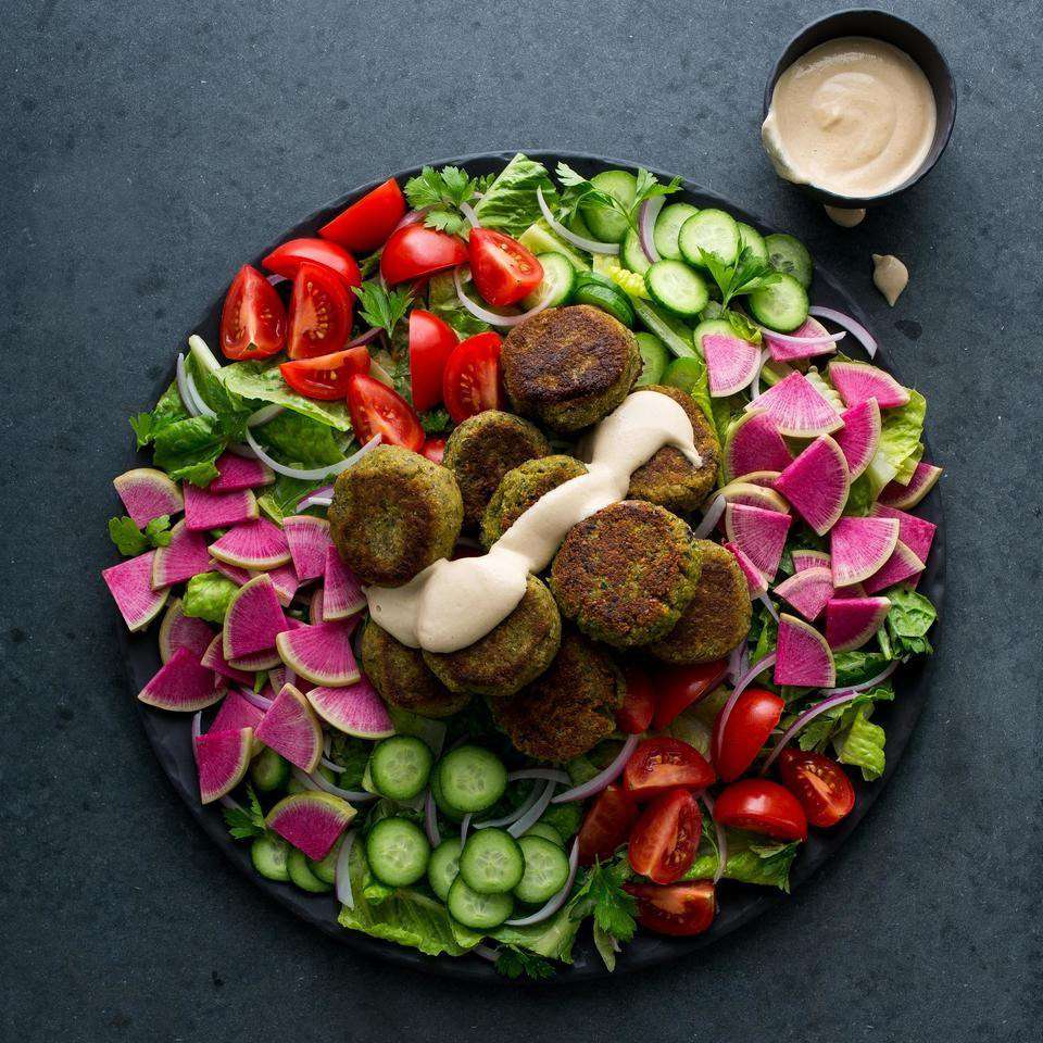 falafel salad with Lemon-Tahini Dressing