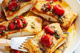 Pan-Seared Fish with Basil Oil & Cherry Tomato Vinaigrette