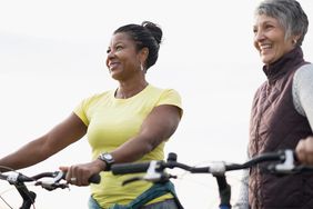 women bike riding