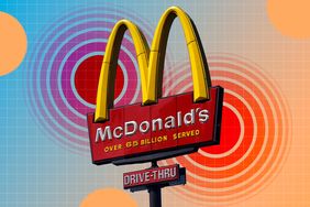 McDonald's drivethru sign under abstract background, highlighting branding