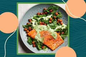 Recipe image of Roasted Salmon with Smoky Chickpeas & Greens