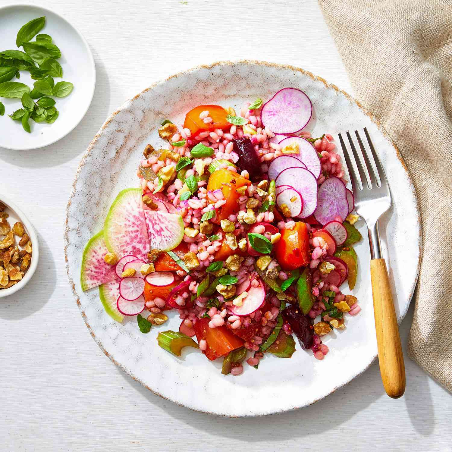 Beat and barley salad