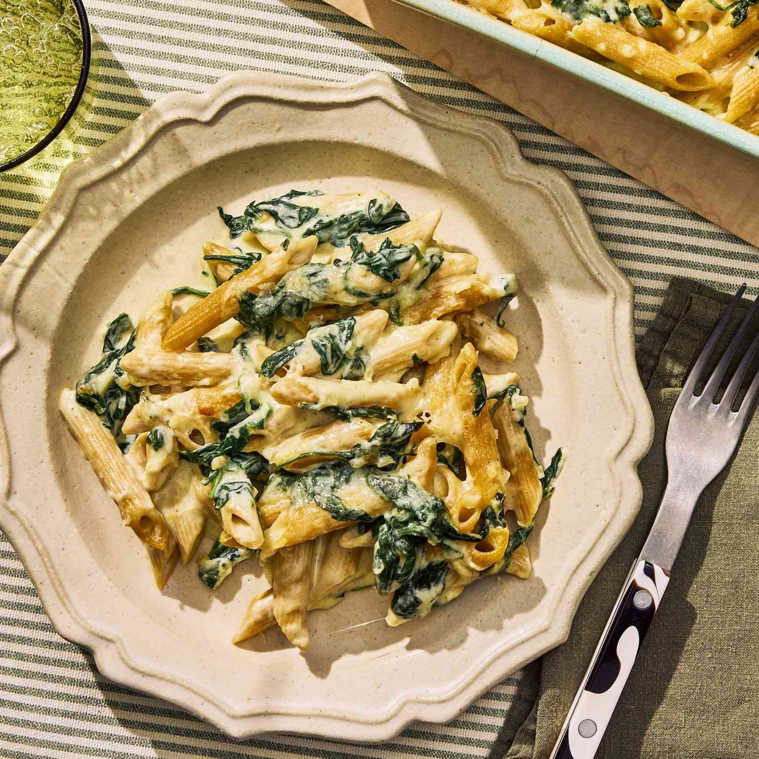 an image of the Baked Creamed Spinach Pasta