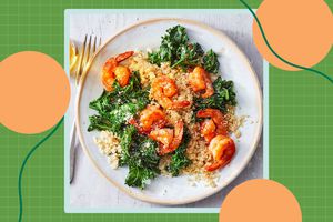 a recipe photo of BBQ Shrimp with Garlicky Kale & Parmesan-Herb Couscous