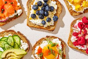 cottage cheese topped toasts with different toppings