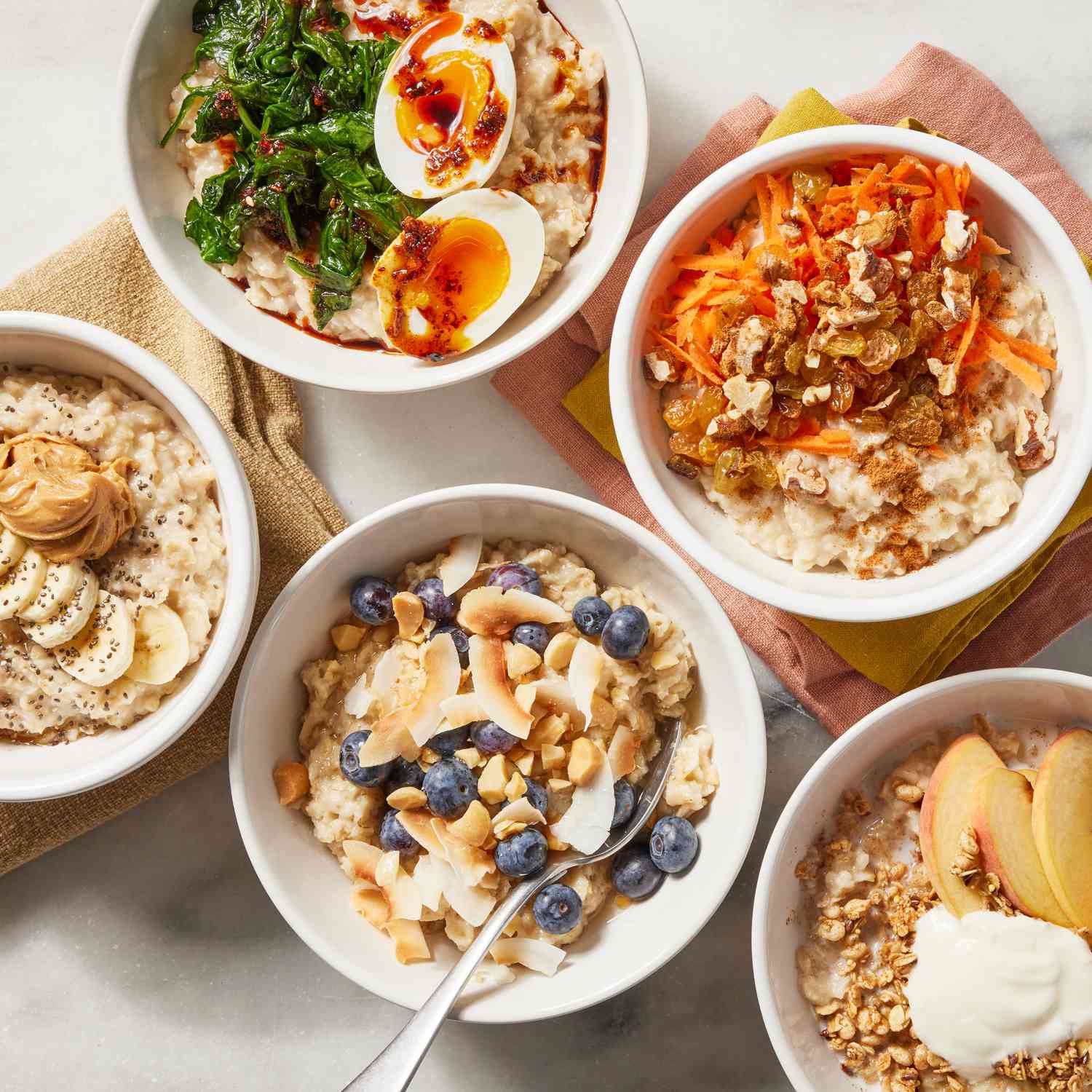 Old Fashioned Oatmeal with different toppings