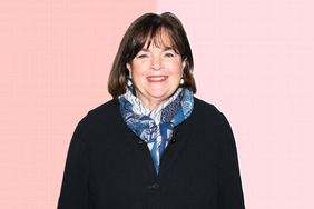 Ina Garten on a designed background