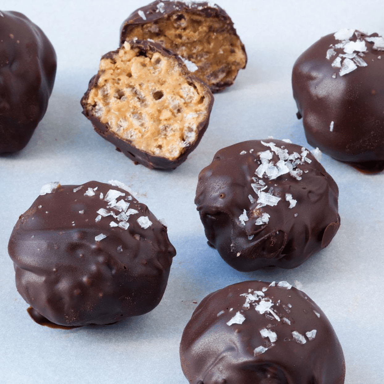 Crispy Peanut Butter Balls on a white background