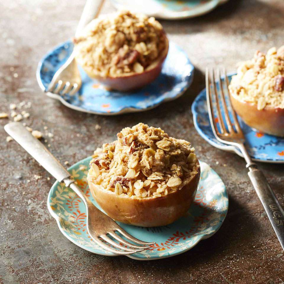 oats and nuts on blue floral plate