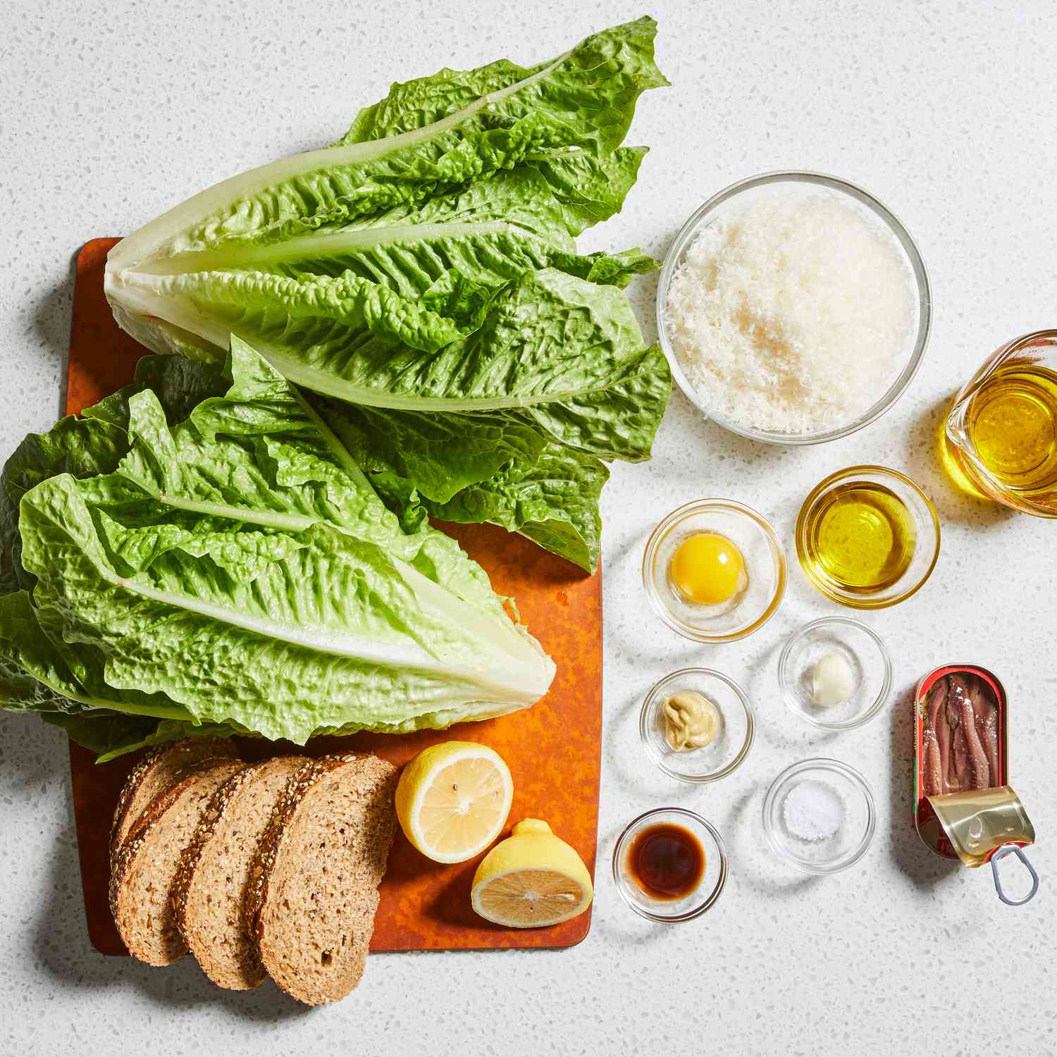 Ingredients for the grilled Caesar salad