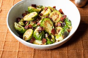 Roasted Brussels Sprouts with Bacon & Onions for Two