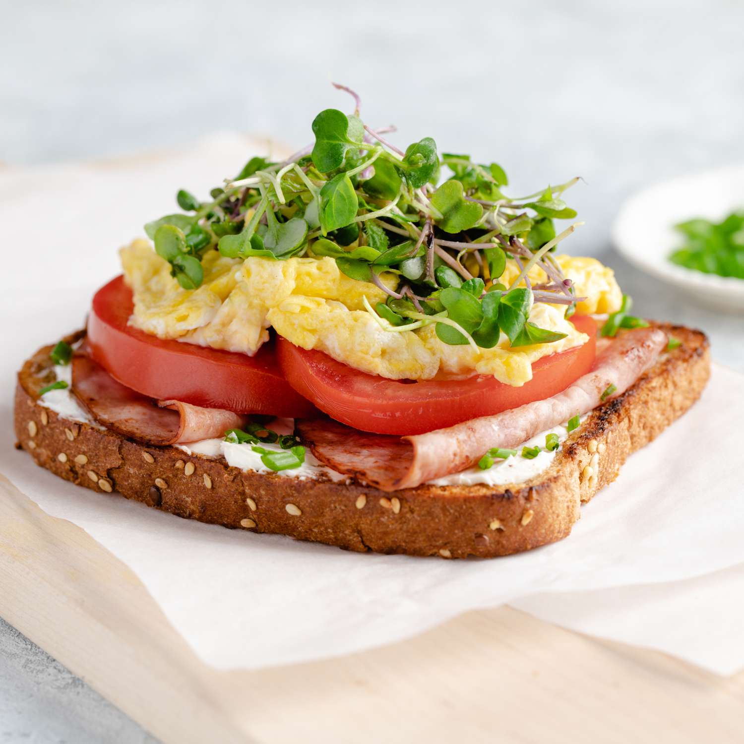 recipe photo of a Ham, Egg & Sprouts Breakfast Sandwich