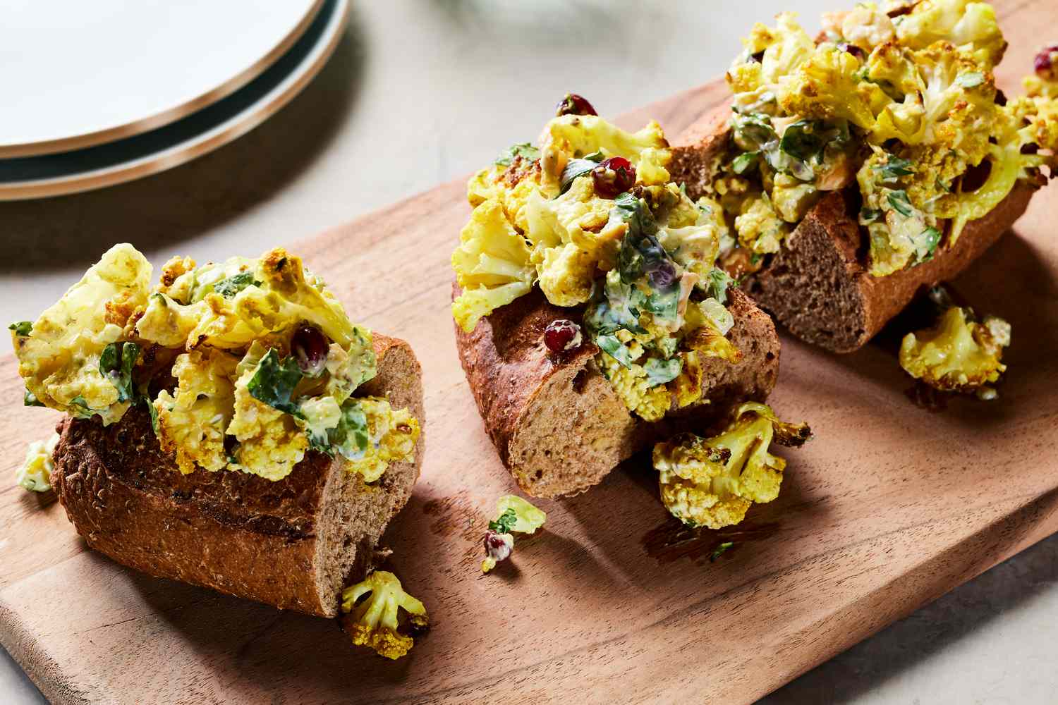 a recipe photo of the Curried Cauliflower Salad Sandwiches