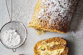Pumpkin Roll Cake with Pecan-Cream Cheese Filling