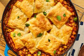 a recipe photo of the Skillet Curry Chickpea Potpie with Puff Pastry Crust