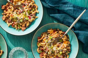 a recipe photo of the Slow-Cooker Three-Bean Chili Mac