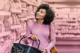 a photo of a woman shopping at a grocery store
