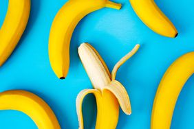 bananas against a blue background