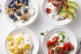 bowls of cottage cheese with toppings
