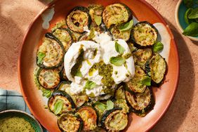 Smashed Zucchini with Pesto & Burrata