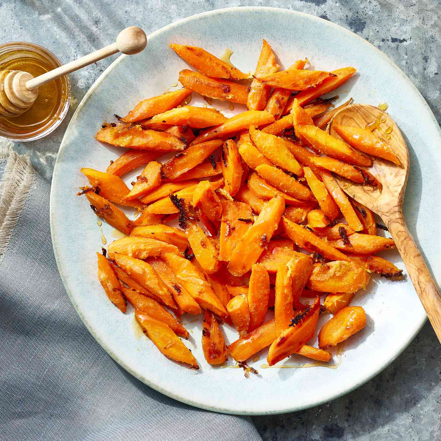 a recipe photo of the Hot Honey Parmesan Carrots