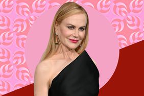 Nicole Kidman posing against a stylized background